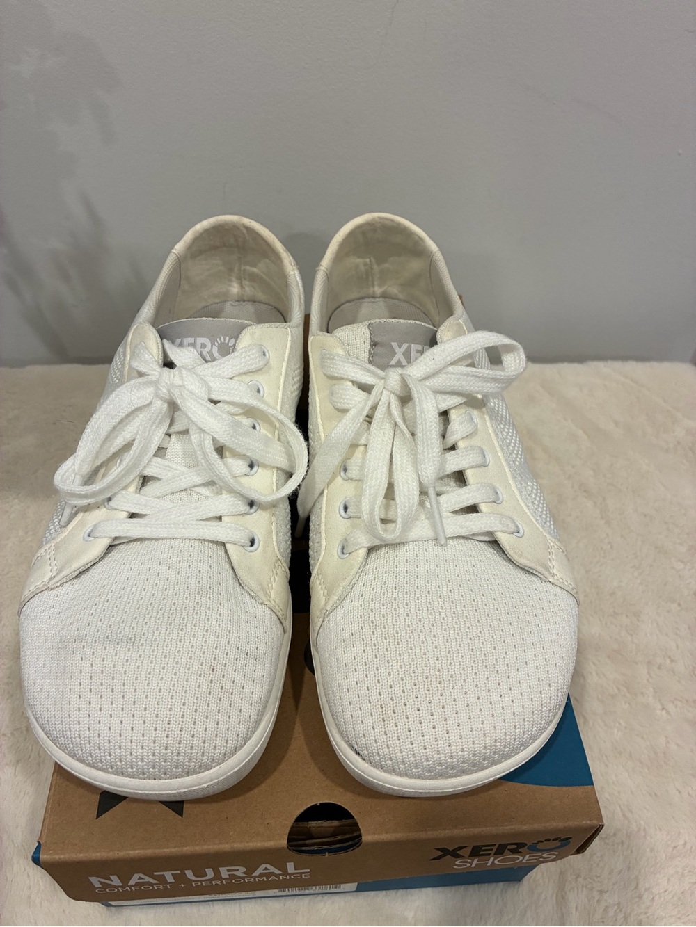 Xero Shoes Women's White Knit Lace-Up Sneakers